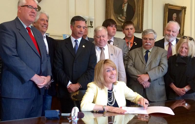 Governor Maggie Hassan Signing SB30, May 20, 2015; Les Otten second from left