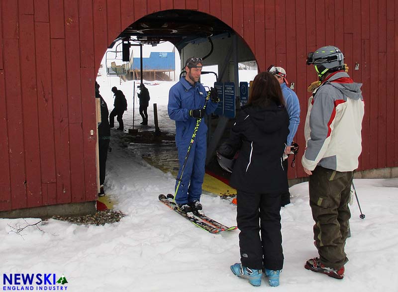Waterville Valley President Tim Smith greets skiers at Snow's Mountain
