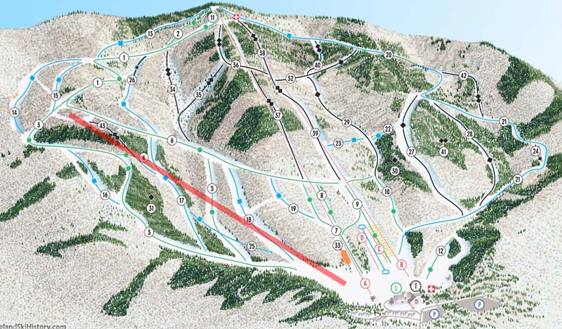 The Green Chair line on the Magic Mountain 2017 trail map